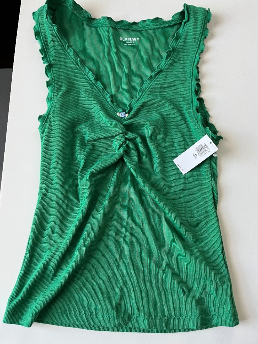 Old Navy ruffle trim and rosette tank top ! NWT! Never worn! Adorable!